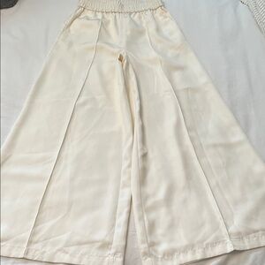 Cream Wide-Leg Pants